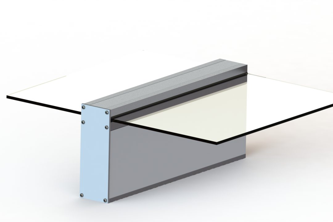 ClearSpan Box glazing profile with integrated aluminium rafter