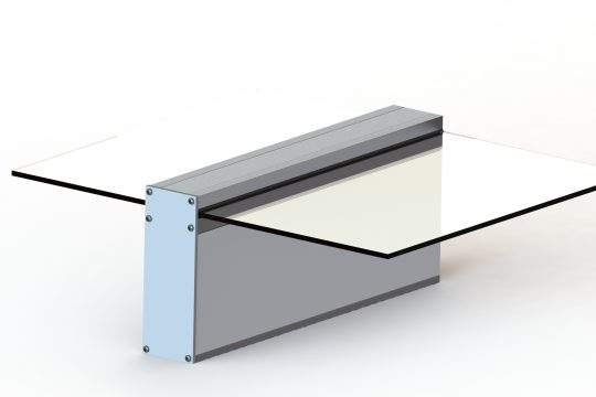ClearSpan Box glazing profile with integrated aluminium rafter