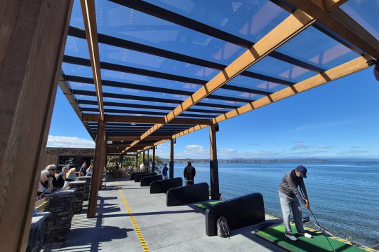 Lakeside golf terrace with ClearSpan canopy, Taupō
